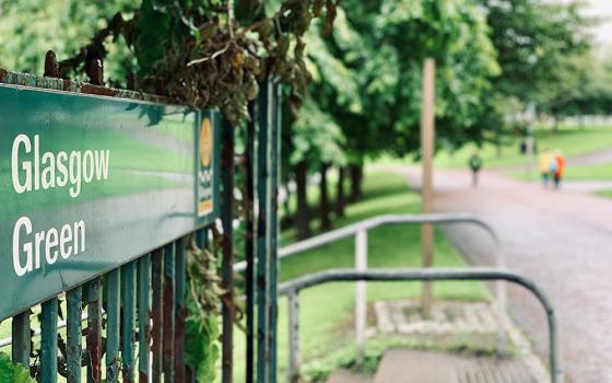 Glasgow Green at the Kings Bridge entrance to the park in Glasgow, Scotland. The city is hosting the United Nations climate conference known as COP26 on Oct. 31-Nov. 12. (Unsplash/Phil Reid)